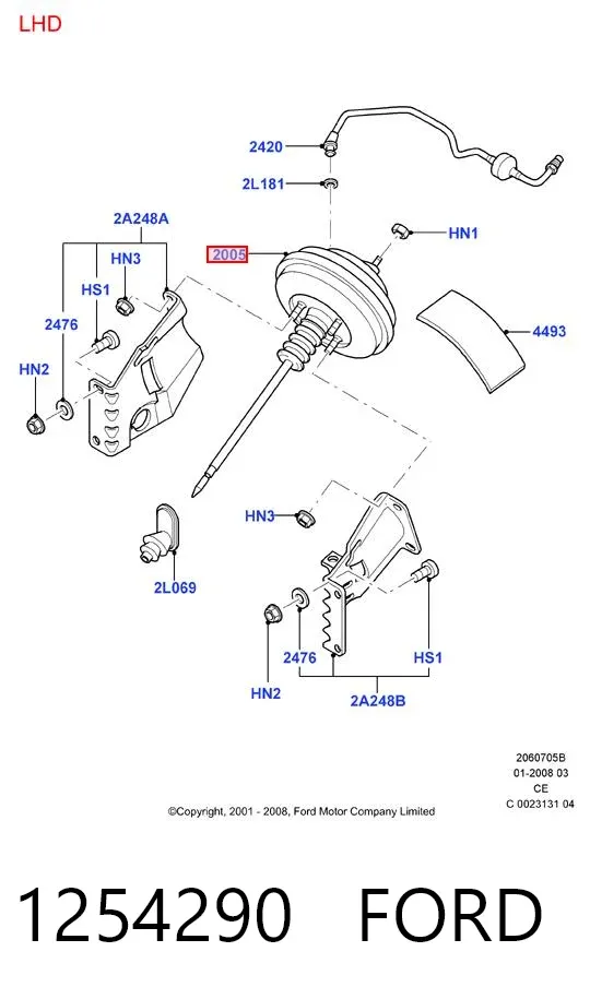 Усилитель тормозов 1254290 Ford