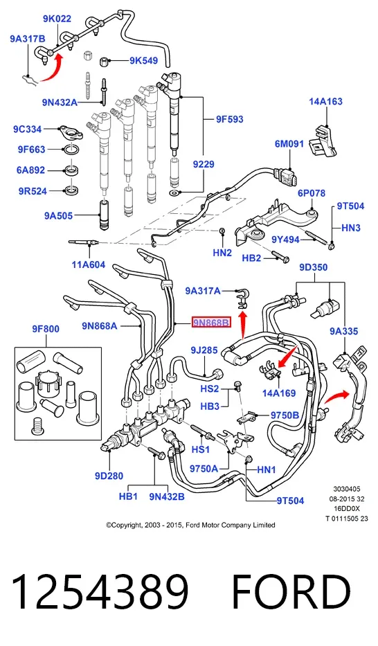 Топливная трубка 1254389 Ford