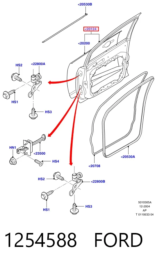 Дверь передняя левая 1254588 Ford