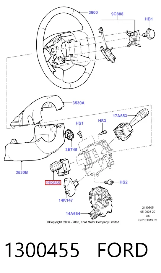 Левый подрулевой переключатель 1300455 Ford