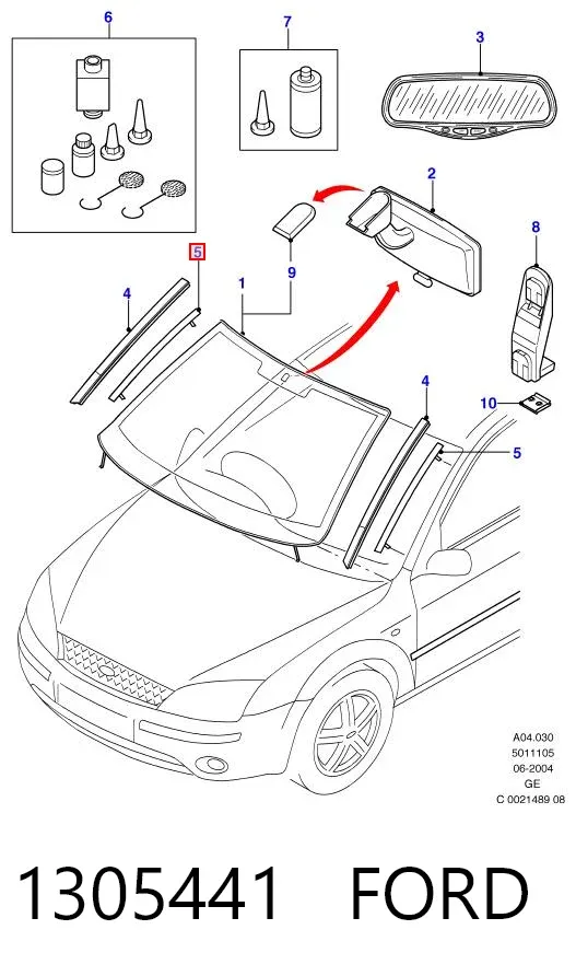 Замок молдинга лобового стекла 1305441 Ford