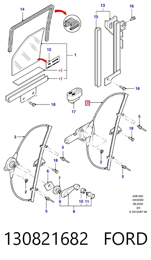 Стеклоподъемник передней левой двери 130821682 Ford