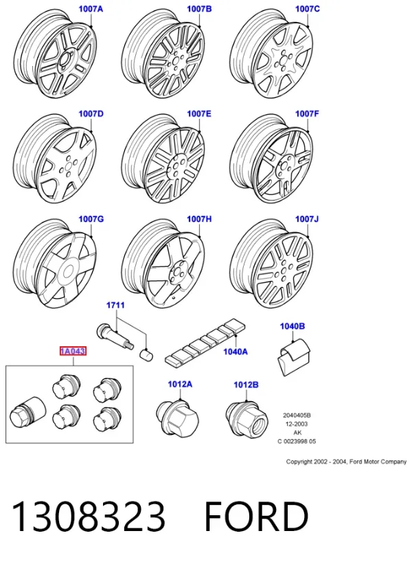Колесный болт 1308323 Ford