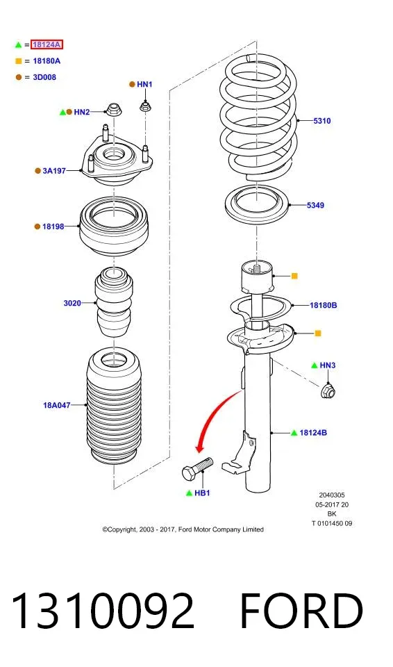 Амортизатор передний правый 1310092 Ford