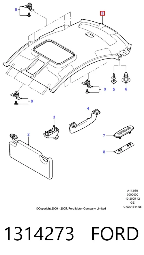 Обивка крыши (потолок) 1314273 Ford
