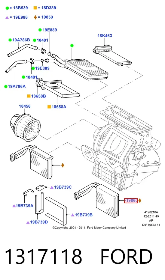 Испаритель кондиционера 1317118 Ford