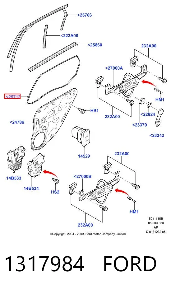 Стекло двери задней правой GS2533D302 XYG