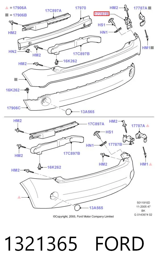 Кронштейн бампера заднего внешний правый 1321365 Ford