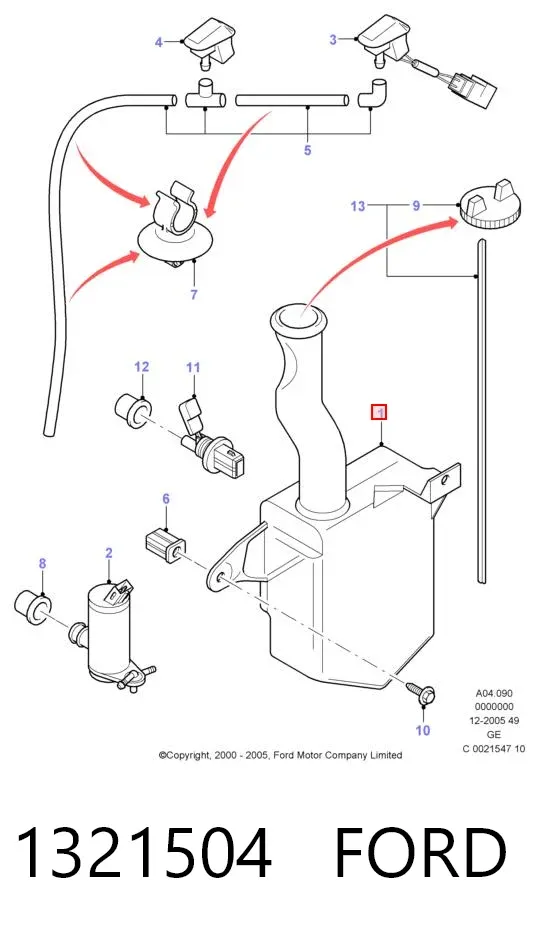 Бачок омывателя 1321504 Ford