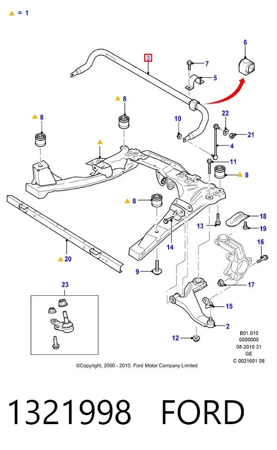 Передний стабилизатор 1321998 Ford
