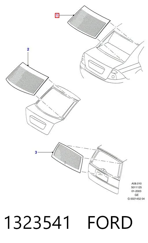 Заднее стекло 1323541 Ford