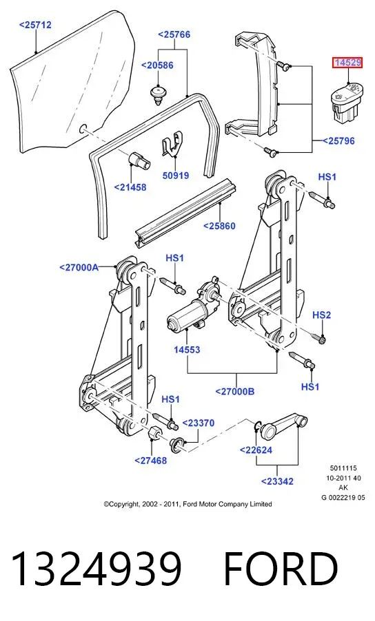 Кнопка подъемника заднего стекла 1324939 Ford