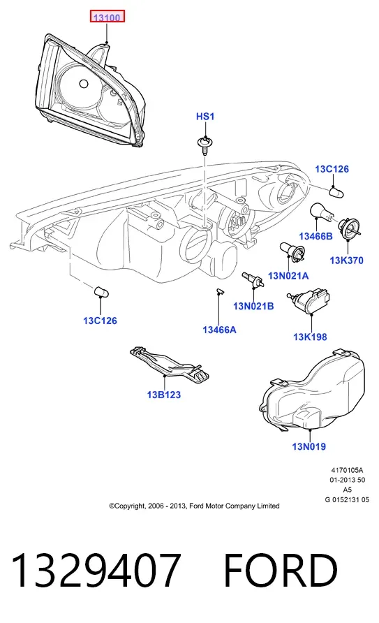 Правая фара 1329407 Ford