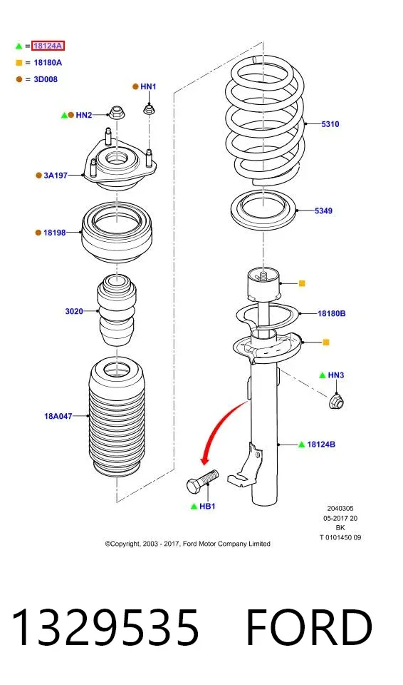 Амортизатор передний левый 1329535 Ford
