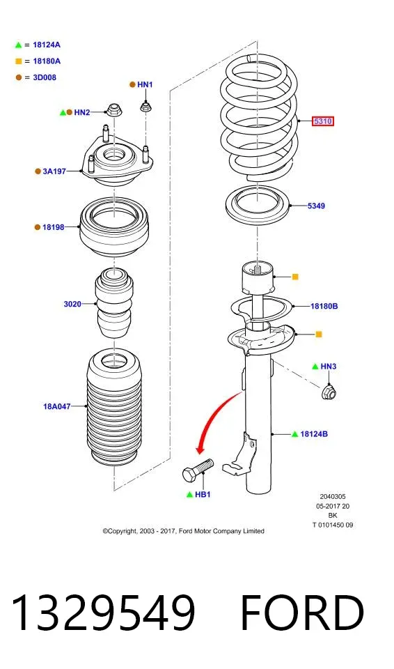 Передняя пружина 1329549 Ford
