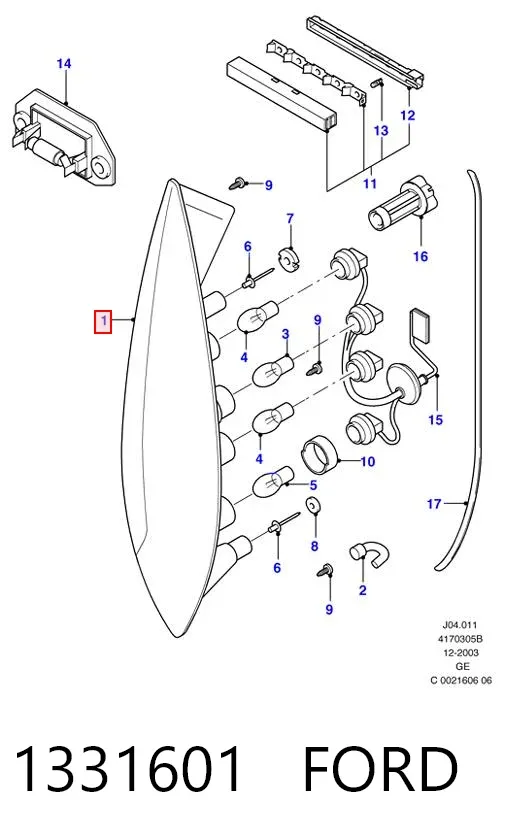 Фонарь задний левый 1331601 Ford