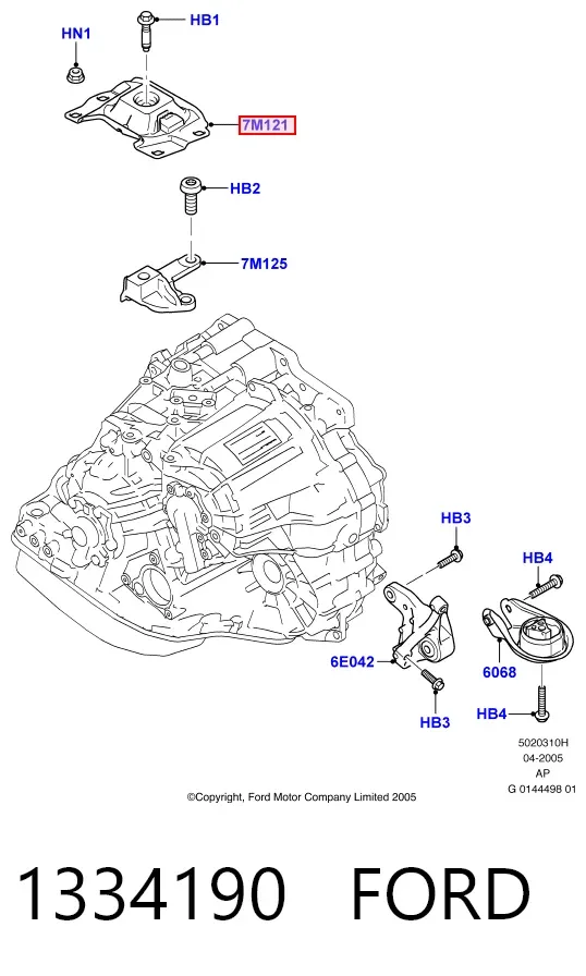 Подушка коробки передач 1334190 Ford