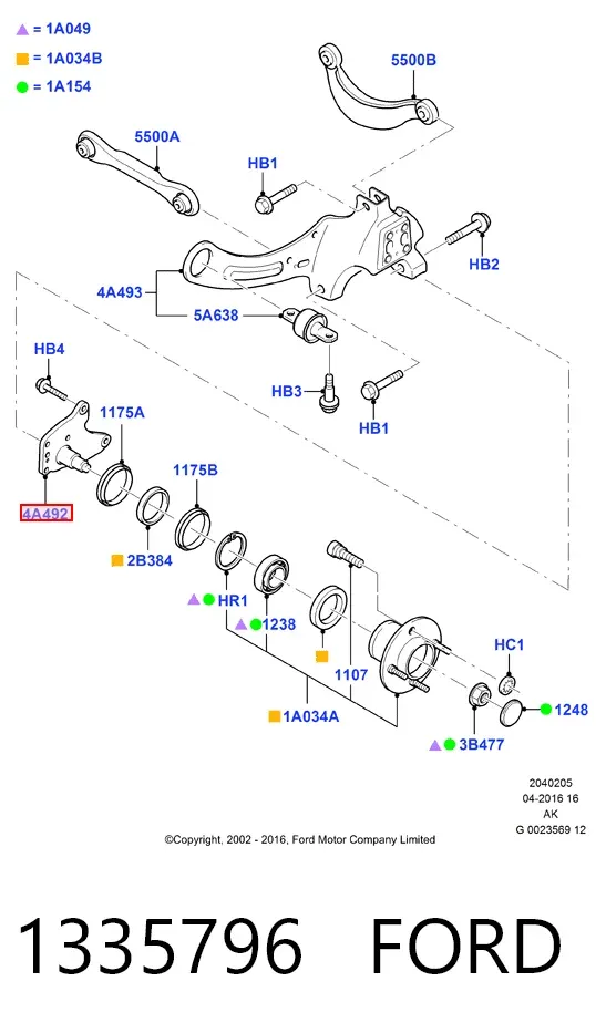 Цапфа задняя правая 1335796 Ford