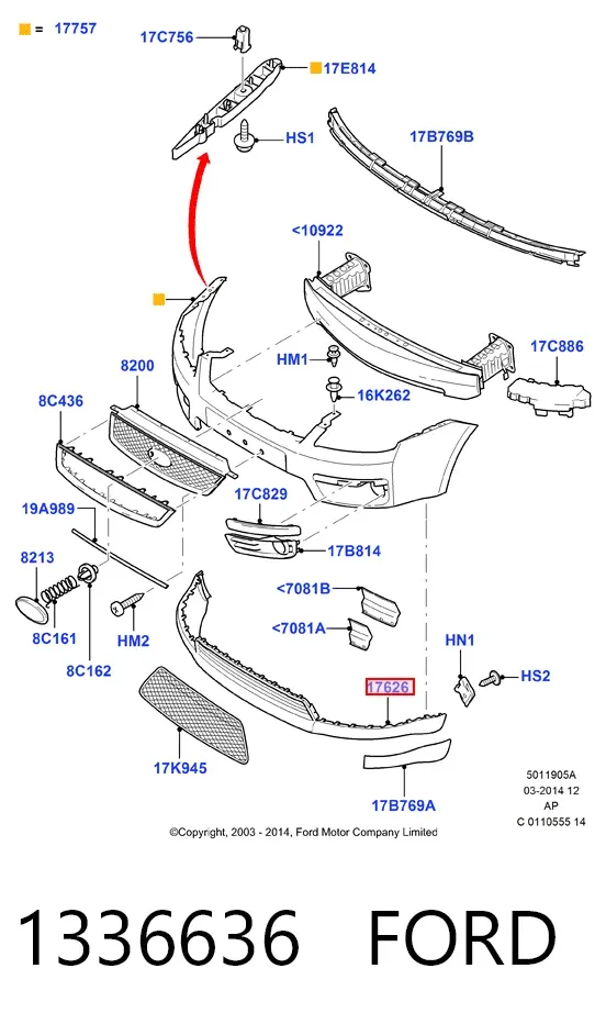 Спойлер переднего бампера 1336636 Ford