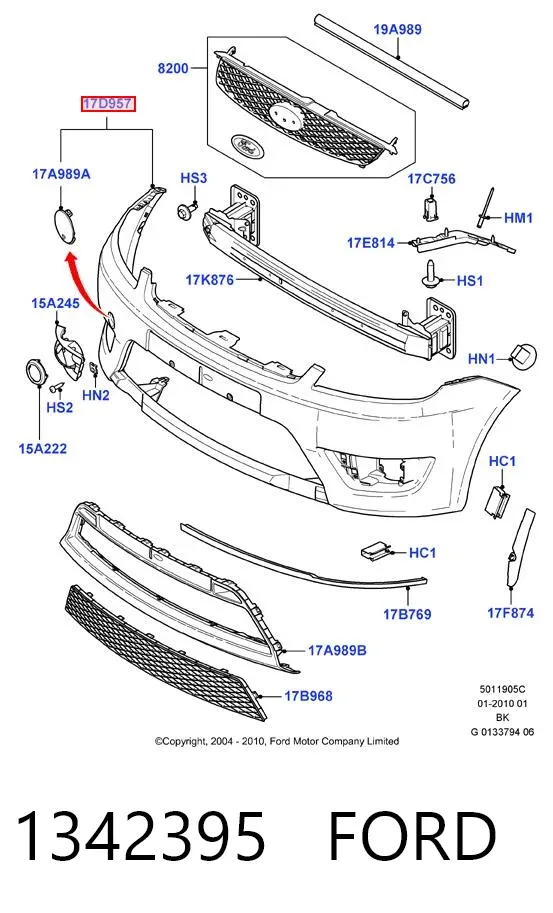 Передний бампер 1342395 Ford