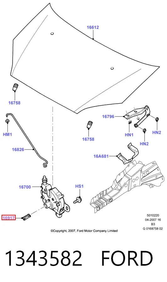 Замок капота 1343582 Ford