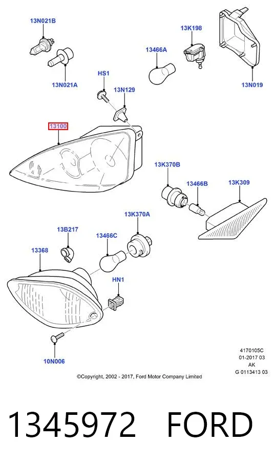 Правая фара 1345972 Ford