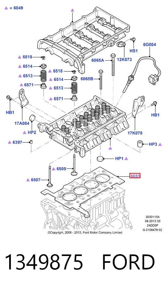 Прокладка ГБЦ 1349875 Ford