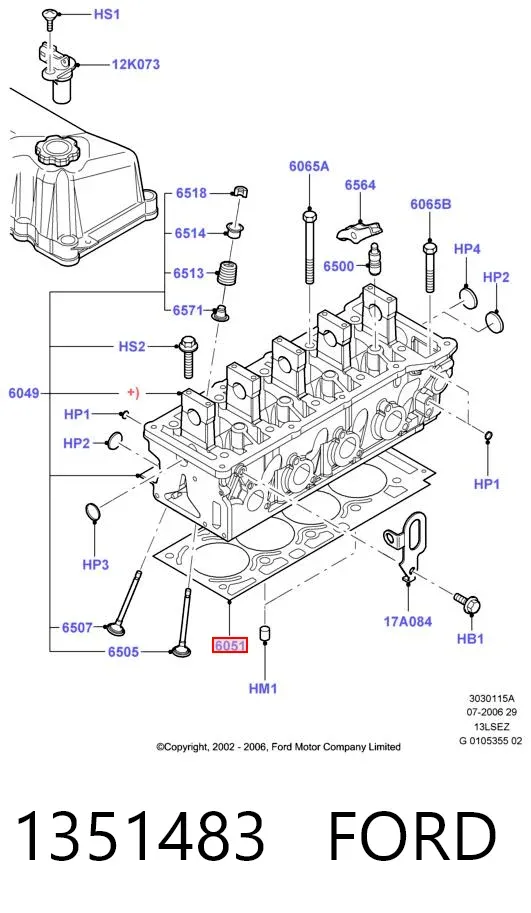 Прокладка ГБЦ 1351483 Ford