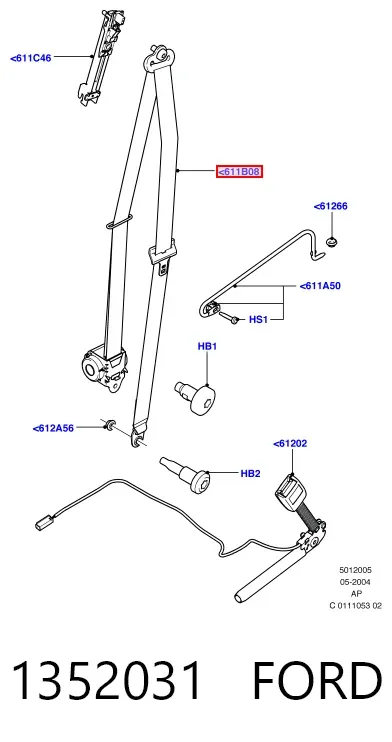 Левый ремень безопасности 1352031 Ford