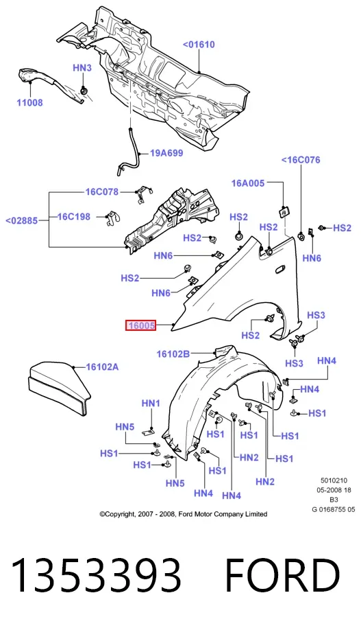 Крыло переднее правое 1353393 Ford