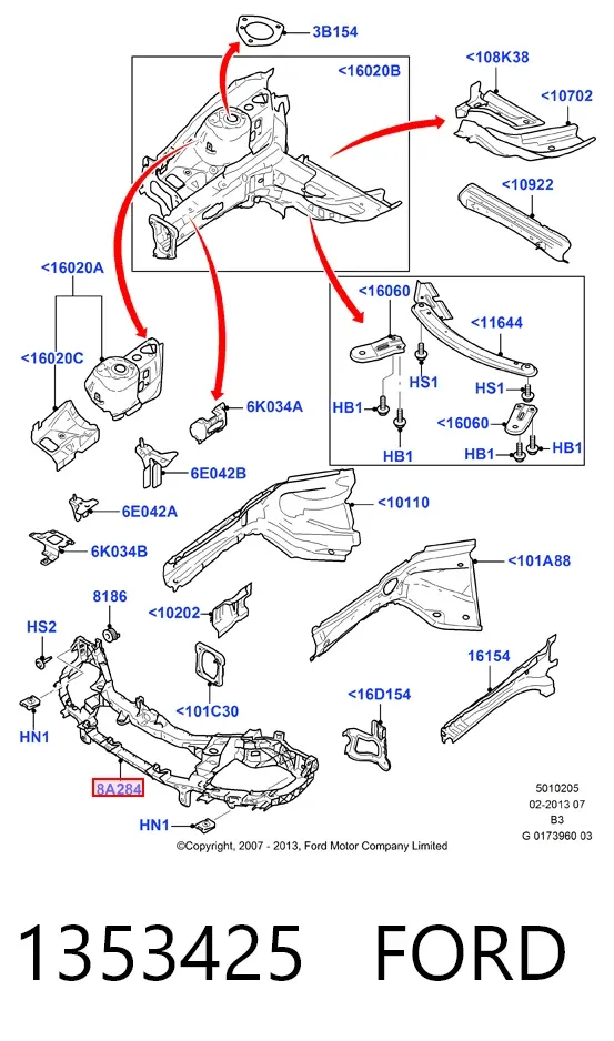 Рамка радиатора 1353425 Ford