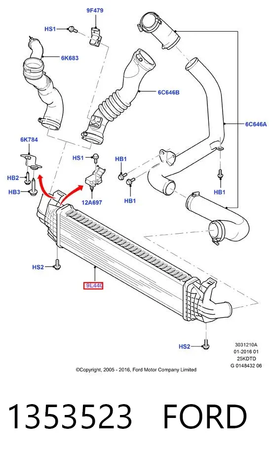 Интеркулер 1353523 Ford