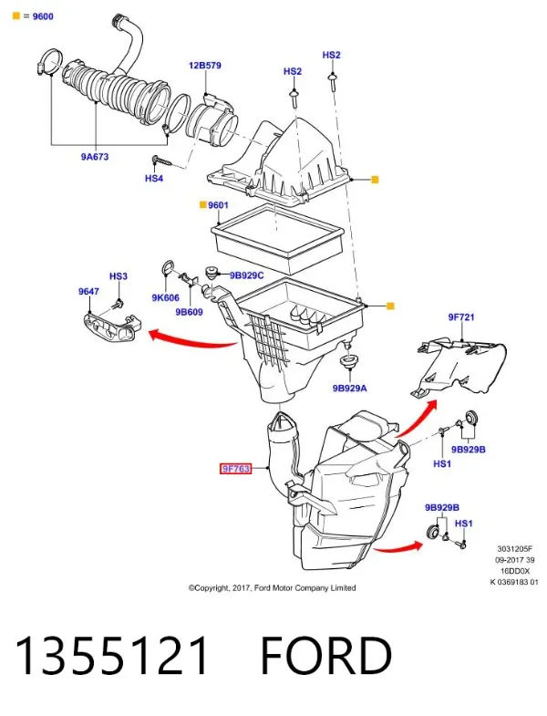 Резонатор воздушного фильтра 1355121 Ford