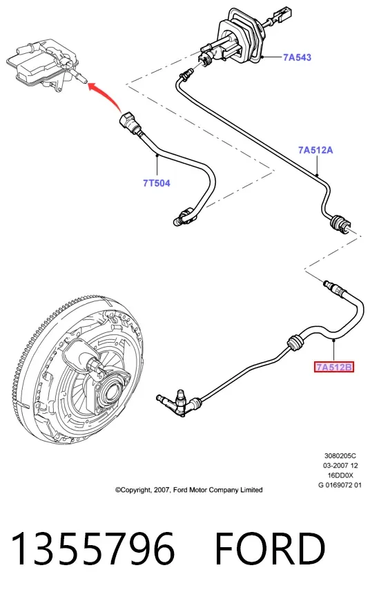 Шланг сцепления 1355796 Ford