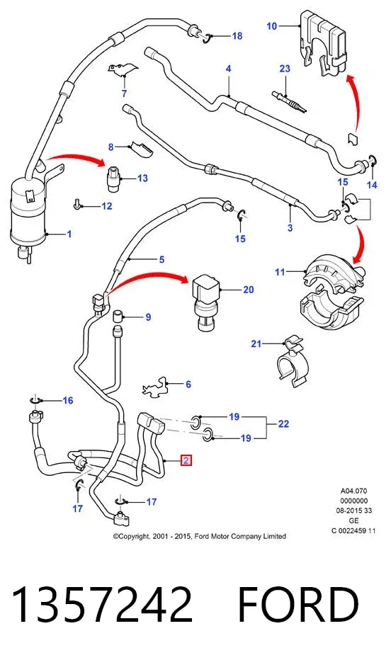 Шланг кондиционера, от компрессора к радиатору 1357242 Ford