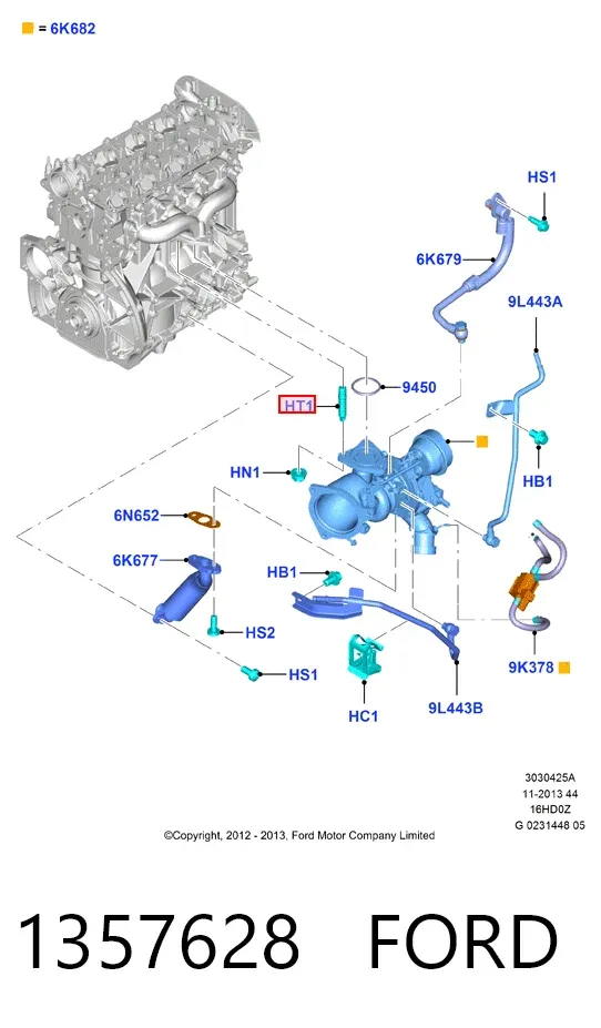 Болт крепления турбины 1357628 Ford