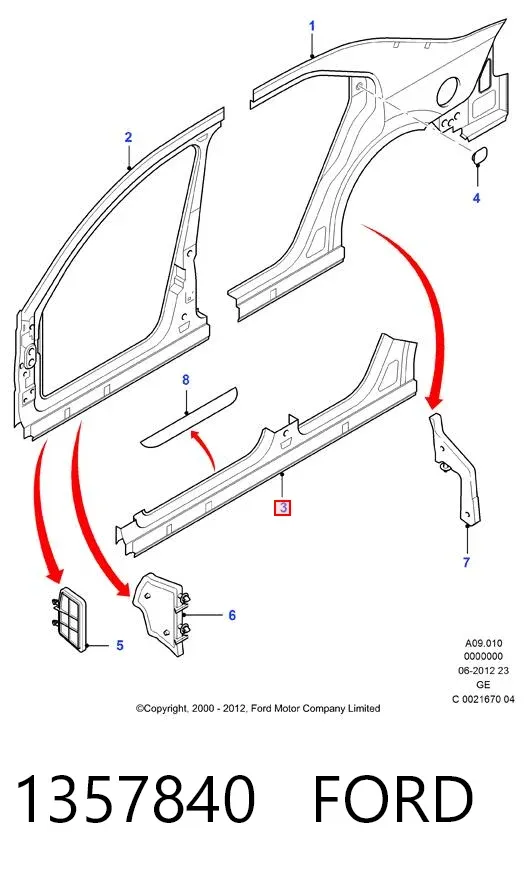 Порог внешний левый 1357840 Ford