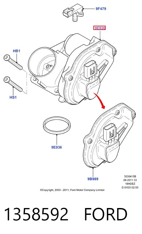 Дроссельная заслонка 1358592 Ford