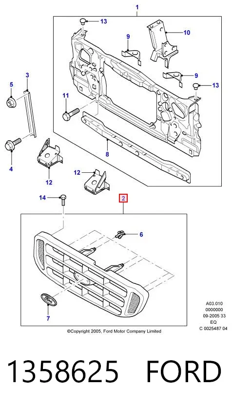 Решетка радиатора 1358625 Ford