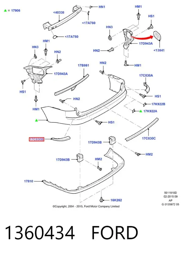 Молдинг бампера заднего левый 1360434 Ford