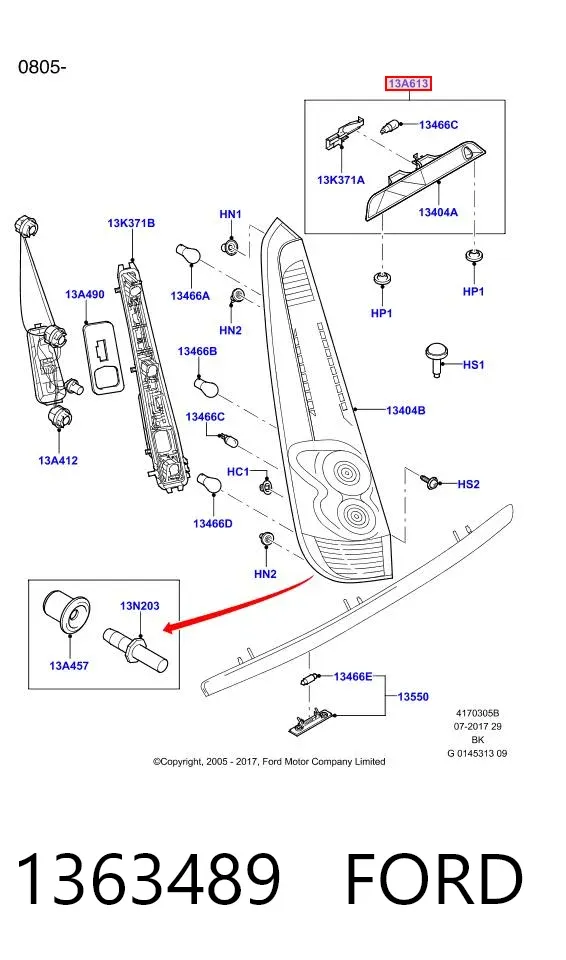 Задний стоп 1363489 Ford