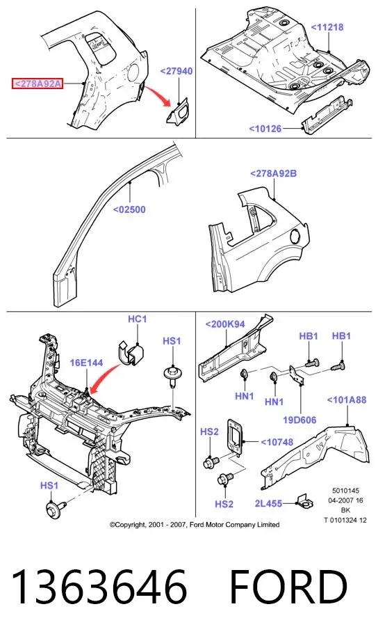 Крыло заднее левое 1363646 Ford