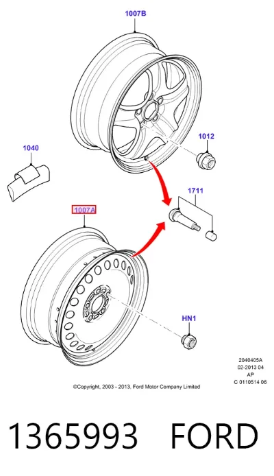 Диски колесные стальные (штампованные) FORD 1365993