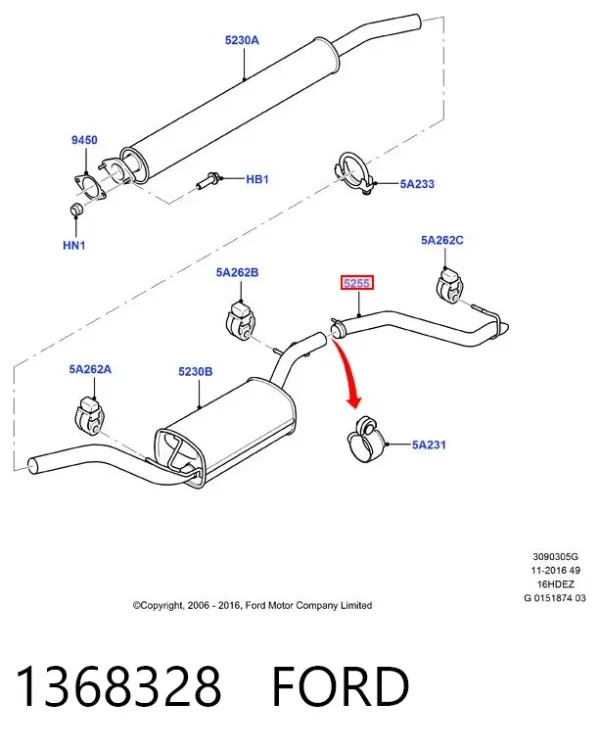 Глушитель задний 1368328 Ford
