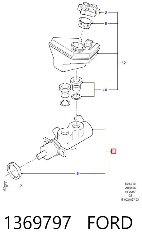 Главный тормозной цилиндр 1369797 Ford