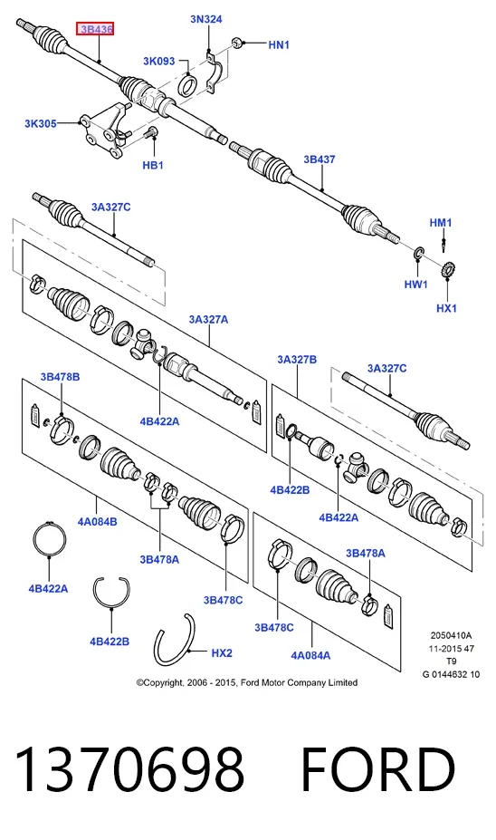 Правая полуось 1370698 Ford