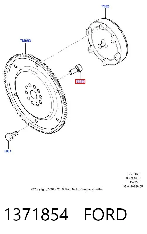 Болт крепления маховика 1371854 Ford