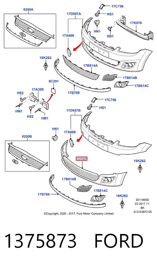 Бампер передний, нижняя часть 1375873 Ford