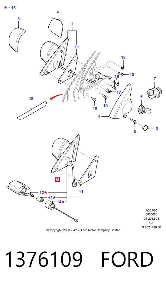 Правое зеркало 1376109 Ford