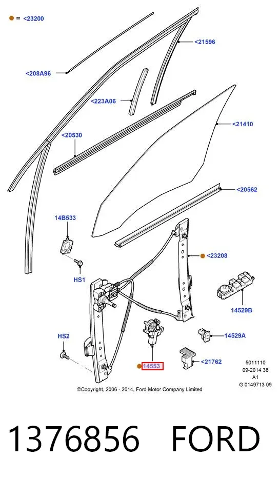 Мотор стеклоподъемника двери передней левой 1376856 Ford